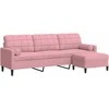 Trivietė sofa su pakoja, rožinės spalvos, 210cm, aksomas