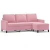 Trivietė sofa su pakoja, rožinės spalvos, 180cm, aksomas