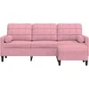 Trivietė sofa su pakoja, rožinės spalvos, 180cm, aksomas