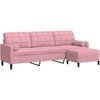 Trivietė sofa su pakoja, rožinės spalvos, 210cm, aksomas
