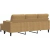 Trivietė sofa su pakoja, rudos spalvos, 180cm, aksomas