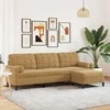 Trivietė sofa su pakoja, rudos spalvos, 210cm, aksomas