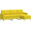 Trivietė sofa su pakoja, šviesiai geltona, 210cm, audinys