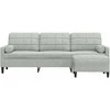 Trivietė sofa su pakoja, šviesiai pilka, 210cm, aksomas