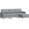 Trivietė sofa su pakoja, šviesiai pilka, 210cm, audinys