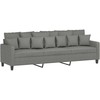 Trivietė sofa, tamsiai pilkos spalvos, 210cm, audinys