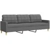 Trivietė sofa, tamsiai pilkos spalvos, 210cm, audinys