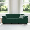 Trivietė sofa, tamsiai žalia, 220x77x82 cm, aksomas