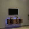 TV staliukas TV sieninė spintelė su LED 2 pcs Senas medis 100 x 35 x 31 cm