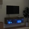 TV staliukas TV spintelė su LED lemputėmis, dūminio ąžuolo, 100x30x30cm