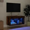 TV staliukas TV spintelė su LED lemputėmis, dūminio ąžuolo, 60x30x30cm