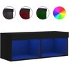 TV staliukas TV spintelė su LED lemputėmis, juodos spalvos, 80x30x30cm