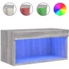 TV staliukas TV spintelė su LED lemputėmis, pilka ąžuolo, 60x30x30cm