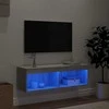TV staliukas TV spintelė su LED lemputėmis, pilka ąžuolo, 100x30x30cm