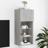 TV staliukas TV spintelė su LED lemputėmis, pilka ąžuolo, 40,5x30x90cm