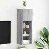 TV staliukas TV spintelė su LED lemputėmis, pilka ąžuolo, 30,5x30x90cm