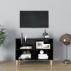 TV staliukas TV spintelė su medinėmis kojelėmis, juoda, 69,5x30x50cm