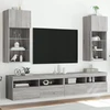 TV staliukas TV spintelės su LED, 2vnt., pilkos ąžuolo, 40,5x30x90cm
