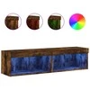 TV staliukas TV spintelės su LED lemputėmis, 2vnt., dūminės, 60x30x30cm