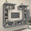 TV staliukas TV spintelių komplektas, 6 dalių, pilkas ąžuolo, mediena