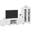TV spintelių komplektas FLORIN 3 pcs Balta Apdirbta mediena
