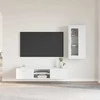 TV spintelių komplektas FLORIN 3 pcs Balta Apdirbta mediena