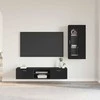 TV spintelių komplektas FLORIN 3 pcs Juoda Apdirbta mediena