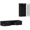 TV spintelių komplektas FLORIN 3 pcs Juoda Apdirbta mediena