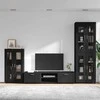 TV spintelių komplektas FLORIN 3 pcs Juoda Apdirbta mediena