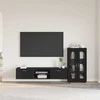 TV spintelių komplektas FLORIN 3 pcs Juoda Apdirbta mediena