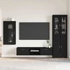 TV spintelių komplektas FLORIN 3 pcs Juoda Apdirbta mediena