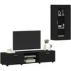 TV spintelių komplektas FLORIN 3 pcs Juoda Apdirbta mediena