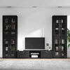 TV spintelių komplektas FLORIN 3 pcs Juoda Apdirbta mediena