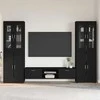 TV spintelių komplektas FLORIN 3 pcs Juoda Apdirbta mediena