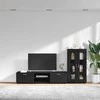 TV spintelių komplektas FLORIN 3 pcs Juoda Apdirbta mediena
