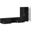 TV spintelių komplektas FLORIN 3 pcs Juoda Apdirbta mediena