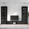 TV spintelių komplektas FLORIN 3 pcs Juoda Apdirbta mediena