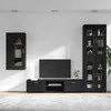 TV spintelių komplektas FLORIN 3 pcs Juoda Apdirbta mediena