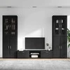 TV spintelių komplektas FLORIN 3 pcs Juoda Apdirbta mediena