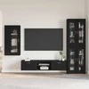 TV spintelių komplektas FLORIN 3 pcs Juoda Apdirbta mediena