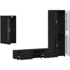 TV spintelių komplektas FLORIN 3 pcs Juoda Apdirbta mediena