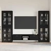 TV spintelių komplektas FLORIN 3 pcs Juoda Apdirbta mediena