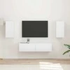 TV staliukas TV spintelių komplektas 4 pcs Aukštai blizganti balta