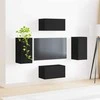 TV staliukas TV spintelių komplektas 4 pcs Juoda Apdirbta mediena