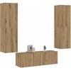 TV staliukas 3 dalių sieninis televizoriaus spintelės komplektas Artisan Oak