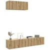 TV staliukas 3 dalių sieninis televizoriaus spintelės komplektas Artisan Oak