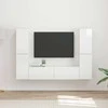 TV staliukas TV spintelių komplektas 6 pcs Aukštai blizganti balta