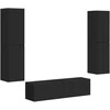 TV staliukas TV spintelių komplektas 6 pcs Juoda Apdirbta mediena