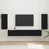 TV staliukas TV spintelių komplektas 4 pcs Juoda Apdirbta mediena