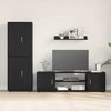 TV staliukas TV spintelių komplektas 4 pcs Juodas ąžuolas Apdirbta mediena